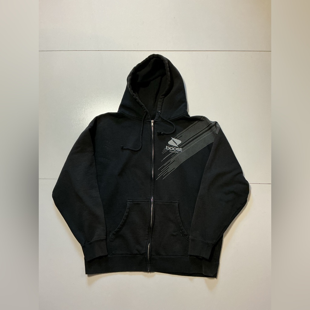 Vintage Y2k Boost Mobile Independent Trading Company Zip Black Logo Hoodie